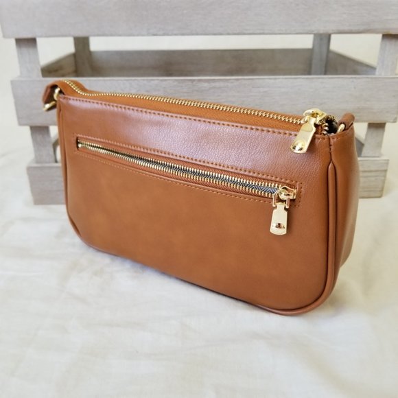 NEW! Brown Faux Leather Purse Shoulder Crossbody Bag w/Detachable Strap - Picture 9 of 14